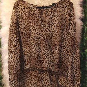 WOMENS LEOPARD LONG SLEEVE BLOUSE